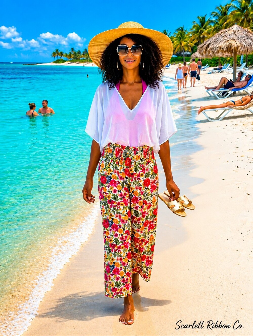 ✨ Philosophy Republic Clothing Vibrant Floral Smocked Wide-Leg Pants